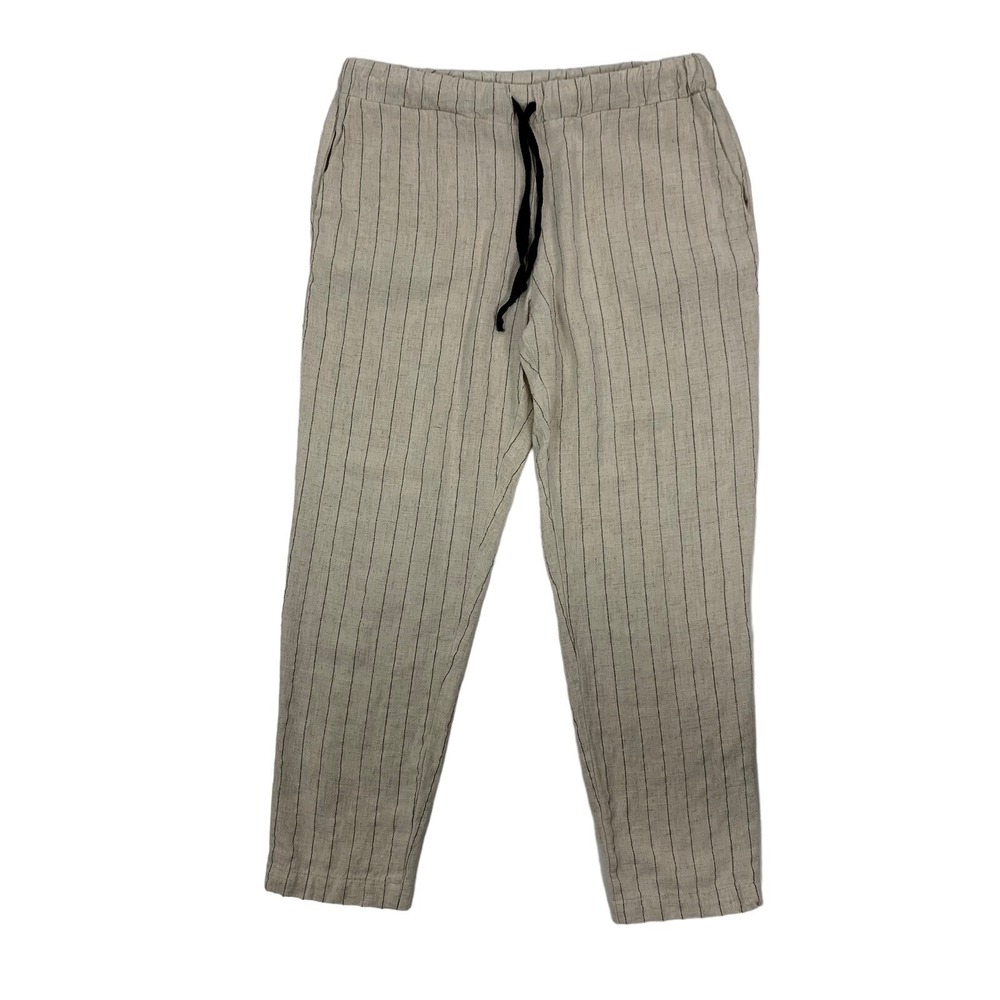 Common Sense Pants XS Tan Striped Pull‎ On Relaxed Minimalist Boho Street